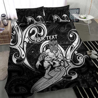 Personalised New Zealand Surfing Bedding Set Aotearoa Maori Tiki Haka LT14 - Polynesian Pride