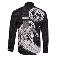 Personalised New Zealand Surfing Family Matching Off The Shoulder Long Sleeve Dress and Hawaiian Shirt Aotearoa Maori Tiki Haka LT14 - Polynesian Pride