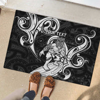 Personalised New Zealand Surfing Rubber Doormat Aotearoa Maori Tiki Haka