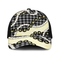 Black Palaka Hawaii Baseball Net Cap Kukui Nut Pikake Lei Hawaiian Tapa Pattern - Polynesian Pride