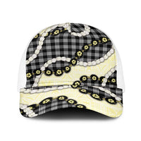 Black Palaka Hawaii Baseball Net Cap Kukui Nut Pikake Lei Hawaiian Tapa Pattern - Polynesian Pride