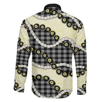 Black Palaka Hawaii Family Matching Long Sleeve Bodycon Dress and Hawaiian Shirt Kukui Nut Pikake Lei Hawaiian Tapa Pattern LT14 - Polynesian Pride