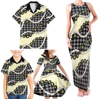 Black Palaka Hawaii Family Matching Tank Maxi Dress and Hawaiian Shirt Kukui Nut Pikake Lei Hawaiian Tapa Pattern LT14 - Polynesian Pride