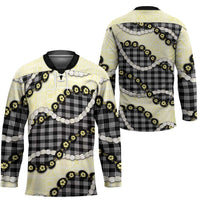 Black Palaka Hawaii Hockey Jersey Kukui Nut Pikake Lei Hawaiian Tapa Pattern - Polynesian Pride