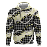 Black Palaka Hawaii Hoodie Kukui Nut Pikake Lei Hawaiian Tapa Pattern - Polynesian Pride