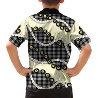 Black Palaka Hawaii Kid Hawaiian Shirt Kukui Nut Pikake Lei Hawaiian Tapa Pattern - Polynesian Pride