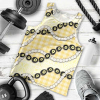 Yellow Palaka Hawaii Men Tank Top Kukui Nut Pikake Lei Hawaiian Tapa Pattern - Polynesian Pride