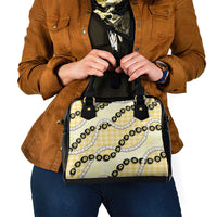 Yellow Palaka Hawaii Shoulder Handbag Kukui Nut Pikake Lei Hawaiian Tapa Pattern - Polynesian Pride