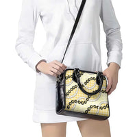 Yellow Palaka Hawaii Shoulder Handbag Kukui Nut Pikake Lei Hawaiian Tapa Pattern - Polynesian Pride