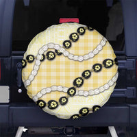 Yellow Palaka Hawaii Spare Tire Cover Kukui Nut Pikake Lei Hawaiian Tapa Pattern LT14 No hole Yellow - Polynesian Pride