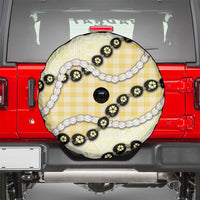Yellow Palaka Hawaii Spare Tire Cover Kukui Nut Pikake Lei Hawaiian Tapa Pattern LT14 - Polynesian Pride
