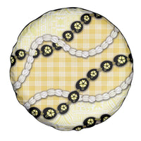 Yellow Palaka Hawaii Spare Tire Cover Kukui Nut Pikake Lei Hawaiian Tapa Pattern LT14 - Polynesian Pride