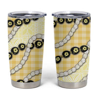 Yellow Palaka Hawaii Tumbler Cup Kukui Nut Pikake Lei Hawaiian Tapa Pattern LT14 Yellow - Polynesian Pride
