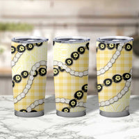 Yellow Palaka Hawaii Tumbler Cup Kukui Nut Pikake Lei Hawaiian Tapa Pattern LT14 - Polynesian Pride