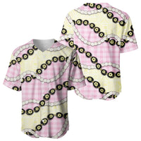 Pink Palaka Hawaii Baseball Jersey Kukui Nut Pikake Lei Hawaiian Tapa Pattern - Polynesian Pride