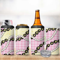Pink Palaka Hawaii 4 in 1 Can Cooler Tumbler Kukui Nut Pikake Lei Hawaiian Tapa Pattern LT14 - Polynesian Pride