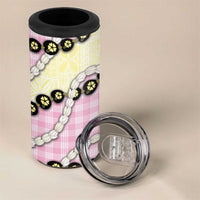 Pink Palaka Hawaii 4 in 1 Can Cooler Tumbler Kukui Nut Pikake Lei Hawaiian Tapa Pattern LT14 - Polynesian Pride