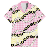 Pink Palaka Hawaii Family Matching Off The Shoulder Long Sleeve Dress and Hawaiian Shirt Kukui Nut Pikake Lei Hawaiian Tapa Pattern LT14 Dad's Shirt - Short Sleeve Pink - Polynesian Pride