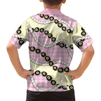 Pink Palaka Hawaii Family Matching Summer Maxi Dress and Hawaiian Shirt Kukui Nut Pikake Lei Hawaiian Tapa Pattern LT14 - Polynesian Pride