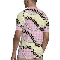 Pink Palaka Hawaii Rugby Jersey Kukui Nut Pikake Lei Hawaiian Tapa Pattern - Polynesian Pride