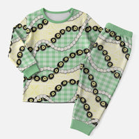 Green Palaka Hawaii Christmas Pajama Set Kukui Nut Pikake Lei Hawaiian Tapa Pattern LT14 Men Green - Polynesian Pride