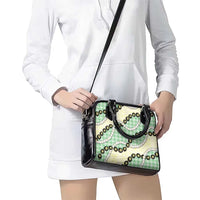 Green Palaka Hawaii Shoulder Handbag Kukui Nut Pikake Lei Hawaiian Tapa Pattern - Polynesian Pride