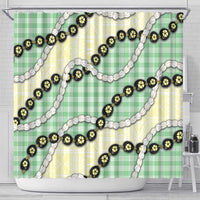 Green Palaka Hawaii Shower Curtain Kukui Nut Pikake Lei Hawaiian Tapa Pattern LT14 - Polynesian Pride