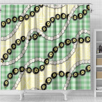 Green Palaka Hawaii Shower Curtain Kukui Nut Pikake Lei Hawaiian Tapa Pattern LT14 - Polynesian Pride