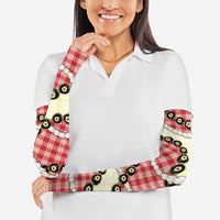 Red Palaka Hawaii Arm Sleeves Kukui Nut Pikake Lei Hawaiian Tapa Pattern - Polynesian Pride