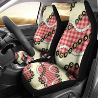 Red Palaka Hawaii Car Seat Cover Kukui Nut Pikake Lei Hawaiian Tapa Pattern LT14 - Polynesian Pride