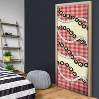 Red Palaka Hawaii Door Cover Kukui Nut Pikake Lei Hawaiian Tapa Pattern LT14 - Polynesian Pride