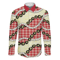 Red Palaka Hawaii Family Matching Long Sleeve Bodycon Dress and Hawaiian Shirt Kukui Nut Pikake Lei Hawaiian Tapa Pattern LT14 Dad's Shirt - Long Sleeve Red - Polynesian Pride