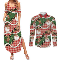 Cowboy Hawaii Mele Kalikimaka Couples Matching Summer Maxi Dress and Long Sleeve Button Shirt Paniolo Kukui Nut Pikake Lei Red Version - Polynesian Pride