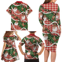 Cowboy Hawaii Mele Kalikimaka Family Matching Long Sleeve Bodycon Dress and Hawaiian Shirt Paniolo Kukui Nut Pikake Lei Red Version LT14 - Polynesian Pride