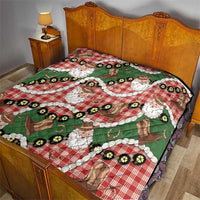 Cowboy Hawaii Mele Kalikimaka Quilt Paniolo Kukui Nut Pikake Lei Red Version LT14 - Polynesian Pride