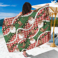 Cowboy Hawaii Mele Kalikimaka Sarong Paniolo Kukui Nut Pikake Lei Red Version LT14 One Size 44 x 66 inches Red - Polynesian Pride