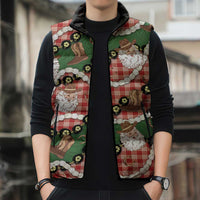 Cowboy Hawaii Mele Kalikimaka Sleeveless Puffer Jacket Paniolo Kukui Nut Pikake Lei Red Version - Polynesian Pride