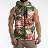 Cowboy Hawaii Mele Kalikimaka Sleeveless Zip Hoodie Paniolo Kukui Nut Pikake Lei Red Version - Polynesian Pride