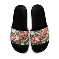Cowboy Hawaii Mele Kalikimaka Slide Sandals Paniolo Kukui Nut Pikake Lei Red Version LT14 Red - Polynesian Pride