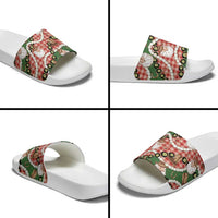 Cowboy Hawaii Mele Kalikimaka Slide Sandals Paniolo Kukui Nut Pikake Lei Red Version LT14 - Polynesian Pride