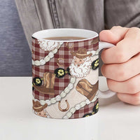 Cowboy Hawaii Mele Kalikimaka Ceramic Mug Paniolo Kukui Nut Pikake Lei Burgundy Version LT14 - Polynesian Pride