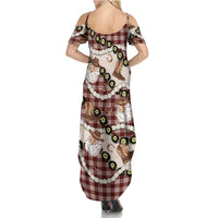 Cowboy Hawaii Mele Kalikimaka Family Matching Summer Maxi Dress and Hawaiian Shirt Paniolo Kukui Nut Pikake Lei Burgundy Version LT14 - Polynesian Pride