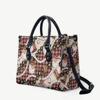 Cowboy Hawaii Mele Kalikimaka Leather Bag Paniolo Kukui Nut Pikake Lei Burgundy Version - Polynesian Pride