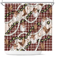 Cowboy Hawaii Mele Kalikimaka Shower Curtain Paniolo Kukui Nut Pikake Lei Burgundy Version LT14 Burgundy - Polynesian Pride