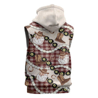 Cowboy Hawaii Mele Kalikimaka Sleeveless Zip Hoodie Paniolo Kukui Nut Pikake Lei Burgundy Version LT14 - Polynesian Pride