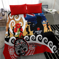 New Zealand Waitangi And ANZAC Day Bedding Set Aotearoa Maori Tiki With Last Post