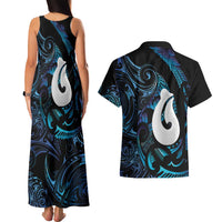 Hei Matau New Zealand Matariki Couples Matching Tank Maxi Dress and Hawaiian Shirt NZ Fish Hook Maori Art LT14 - Polynesian Pride