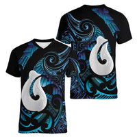 Hei Matau New Zealand Matariki Women V-Neck T-Shirt NZ Fish Hook Maori Art