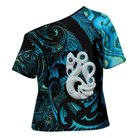 Manaia New Zealand Matariki Cross Shoulder Shirt NZ Paua Shell Maori Art