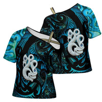 Manaia New Zealand Matariki Cross Shoulder Shirt NZ Paua Shell Maori Art